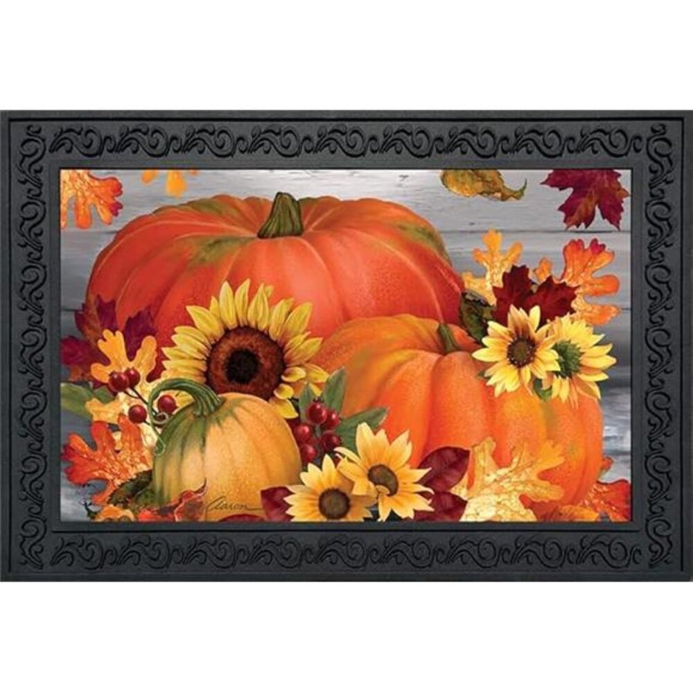 Briarwood Lane Autumn Pumpkin Trio Doormat Sunflowers Fall 30" x 18"